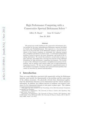 PDF Document Cover - High Performance Computing with a Conservative Spectral Boltzmann Solver: Analysis and Implementation